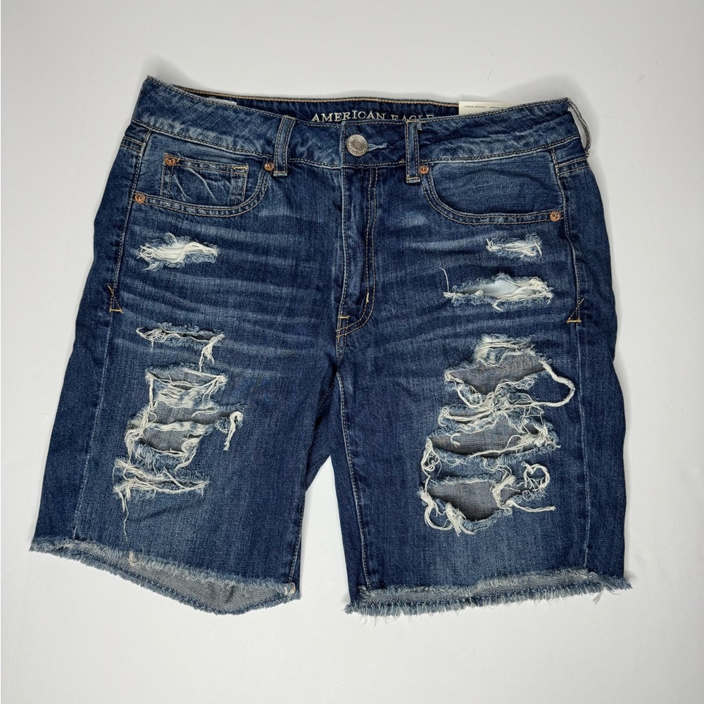 American Eagle Tomgirl Bermuda Shorts Womens 6 Distressed Denim NWT 2017